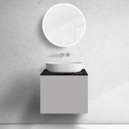 Zestaw Oltens Lun szafka podumywalkowa 60 cm wisząca z blatem Tera kaszmir/czarny marmur 68868900