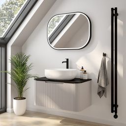 Oltens Stang Square grzejnik łazienkowy dekoracyjny 180x8 cm czarny mat 55023300