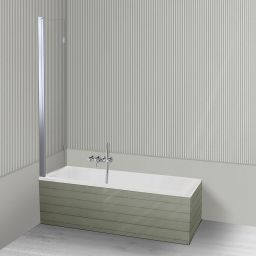 Oltens Langfoss Sela zestaw wanna prostokątna 150x70 cm akrylowa biały mat z parawanem nawannowym 115 cm 2-częściowy chrom 18001900