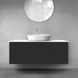 Oltens Vernal zestaw mebli łazienkowych 120 cm z blatem czarny mat/biały połysk 68254300