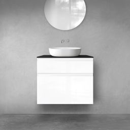 Oltens Vernal zestaw mebli łazienkowych 80 cm z blatem biały połysk/czarny mat 68231000