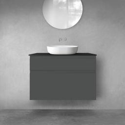 Oltens Vernal zestaw mebli łazienkowych 100 cm z blatem grafit mat/czarny mat 68232400