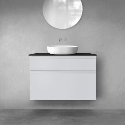 Oltens Vernal zestaw mebli łazienkowych 100 cm z blatem szary mat/czarny mat 68232700