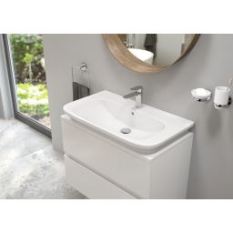 Oltens Gulfoss mydelniczka z uchwytem biała ceramika/chrom 84101000