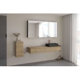 Kronenbach Cube szafka z blatem 161x48,7x23,5 cm podumywalkowa wisząca jasny dąb KBWTKOWTL1612GH