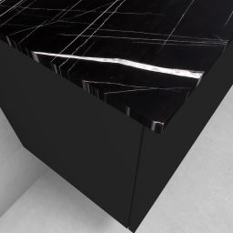 Zestaw Oltens Lun szafka podumywalkowa 60 cm wisząca z blatem Tera czarny mat/czarny marmur 68702300