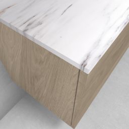 Zestaw Oltens Lun szafka podumywalkowa 100 cm wisząca z blatem Tera dąb/jasny marmur 68700060