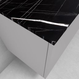 Zestaw Oltens Lun szafka podumywalkowa 60 cm wisząca z blatem Tera kaszmir/czarny marmur 68702900