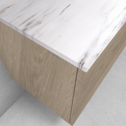 Zestaw Oltens Lun szafka podumywalkowa 120 cm wisząca z blatem Tera dąb/jasny marmur 68701060
