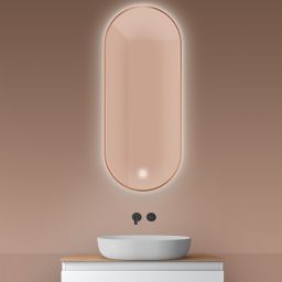Oltens Nordlis lustro 50x120 cm owalne z oświetleniem od tyłu z matą grzewczą miedź szczotkowana 64114610