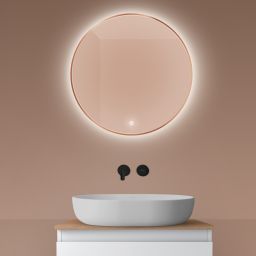 Oltens Nordlis lustro 60 cm okrągłe z oświetleniem z oświetleniem od tyłu z matą grzewczą miedź szczotkowana 64108610