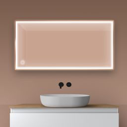 Oltens Nordlis lustro 60x120 cm prostokątne z oświetleniem z przodu z matą grzewczą miedź szczotkowana 64107610