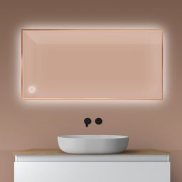 Oltens Nordlis lustro 60x120 cm prostokątne z oświetleniem od tyłu z matą grzewczą miedź szczotkowana 64112610