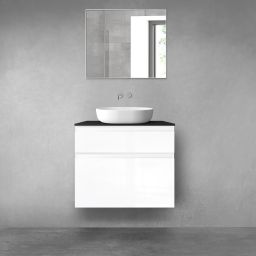 Oltens Vernal zestaw mebli łazienkowych 80 cm z blatem biały połysk/czarny mat 68231000
