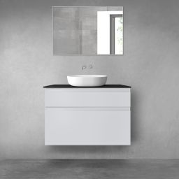 Oltens Vernal zestaw mebli łazienkowych 100 cm z blatem szary mat/czarny mat 68232700