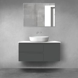 Oltens Vernal zestaw mebli łazienkowych 100 cm z blatem grafit mat/biały połysk 68204400