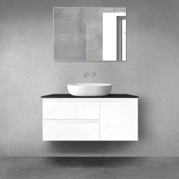 Oltens Vernal zestaw mebli łazienkowych 100 cm z blatem biały połysk/czarny mat 68206000