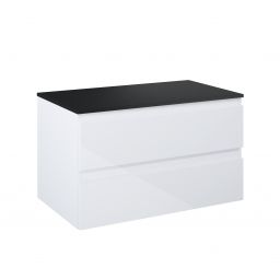 Oltens Vernal szafka 80 cm podumywalkowa wisząca z blatem biały połysk/czarny mat 68119000