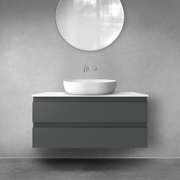 Oltens Vernal szafka 100 cm podumywalkowa wisząca z blatem grafit mat/biały połysk 68123400