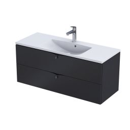 Oristo Siena szafka 119,6x45,5x50 cm podumywalkowa wisząca czarna OR45-SD2S-120-8