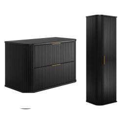 Zestaw Rodan Elegance szafka z blatem 80 cm podumywalkowa wisząca z szafką 139 cm boczną czarny (5906154450348, 5906154450355)