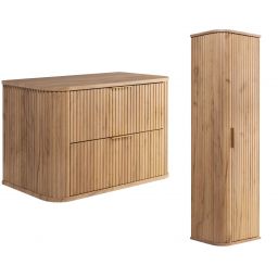 Zestaw Rodan Elegance szafka z blatem 80 cm podumywalkowa wisząca z szafką 139 cm boczną dąb (5906154450652, 5906154450645)