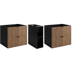 Zestaw Rodan Loft dwie szafki 60 cm podumywalkowe wiszące z szafką 20 cm boczną czarny/dąb (5906154450935, 5906154452120)