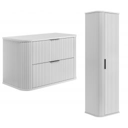 Zestaw Rodan Elegance szafka z blatem 80 cm podumywalkowa wisząca z szafką 139 cm boczną biały (5906154451741, 5906154451758)