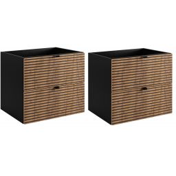 Zestaw Rodan Loft dwie szafki 60 cm podumywalkowe wiszące czarny/dąb (5906154450935)