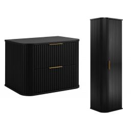 Zestaw Rodan Elegance szafka z blatem 60 cm podumywalkowa wisząca z szafką 139 cm boczną czarny (5906154453820, 5906154450355)