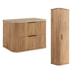 Zestaw Rodan Elegance szafka z blatem 60 cm podumywalkowa wisząca z szafką 139 cm boczną dąb (5906154453844, 5906154450645)