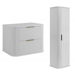 Zestaw Rodan Elegance szafka z blatem 60 cm podumywalkowa wisząca z szafką 139 cm boczną biały (5906154453813, 5906154451758)