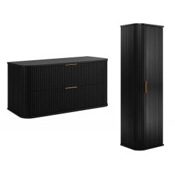 Zestaw Rodan Elegance szafka z blatem 100 cm podumywalkowa wisząca z szafką 139 cm boczną czarny (5906154453868, 5906154450355)