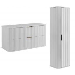 Zestaw Rodan Elegance szafka z blatem 80 cm podumywalkowa wisząca z szafką 139 cm boczną biały (5906154453851, 5906154451758)