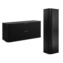 Zestaw Rodan Elegance szafka z blatem 120 cm podumywalkowa wisząca z szafką 139 cm boczną czarny (5906154453905, 5906154450355)