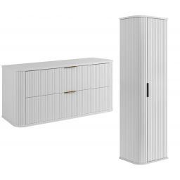 Zestaw Rodan Elegance szafka z blatem 120 cm podumywalkowa wisząca z szafką 139 cm boczną biały (5906154453899, 5906154451758)