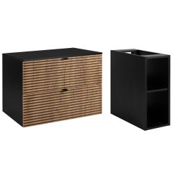 Zestaw Rodan Loft szafka 80 cm podumywalkowa wisząca z szafką 57 cm boczną czarny/dąb (5906154450942, 5906154452120)