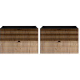 Zestaw Rodan Loft dwie szafki 80 cm podumywalkowe wiszące czarny/dąb (5906154450942)