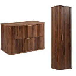 Zestaw Rodan Elegance szafka z blatem 80 cm podumywalkowa wisząca z szafką 139 cm boczną dąb orzech (5906154457897, 5906154457927)