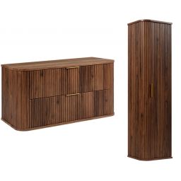 Zestaw Rodan Elegance szafka z blatem 100 cm podumywalkowa wisząca z szafką 139 cm boczną dąb orzech (5906154457903, 5906154457927)