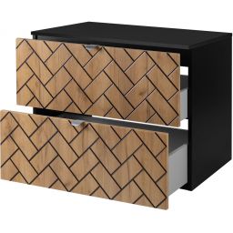 Zestaw Rodan Trend szafka 80 cm podumywalkowa z blatem czarny/dąb (5906154450881, 5906154451925)