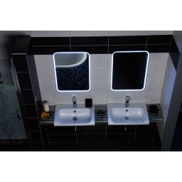 Sapho Float lustro 50x70 cm prostokątne z oświetleniem LED białe barwa neutralna 22571