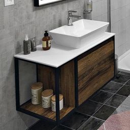 Sapho Skara szafka 80 cm podumywalkowa wisząca czarny mat/dąb Collingwood CG003-1919