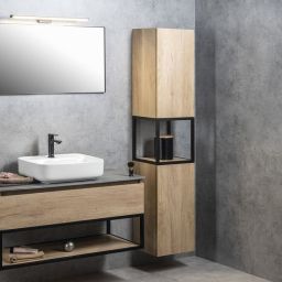 Sapho Skara szafka 171 cm boczna wisząca słupek czarny mat/dąb Alabama CG010-2222