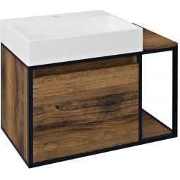 Sapho Skara szafka 80 cm podumywalkowa wisząca czarny mat/dąb Collingwood CG003-1919