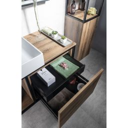 Sapho Skara szafka 100 cm podumywalkowa wisząca czarny mat/dąb Collingwood CG004-1919