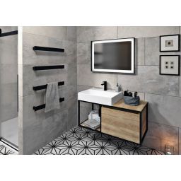 Sapho Skara szafka 100 cm podumywalkowa wisząca czarny mat/dąb Alabama CG004-2222