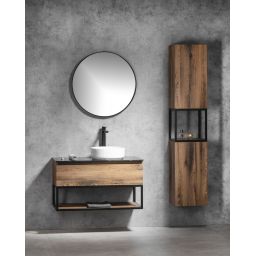 Sapho Skara szafka 171 cm boczna wisząca słupek czarny mat/dąb Collingwood CG010-1919