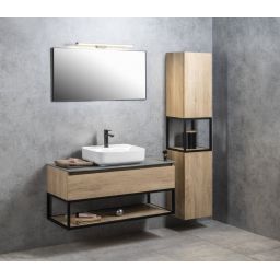 Sapho Skara szafka 171 cm boczna wisząca słupek czarny mat/dąb Alabama CG010-2222