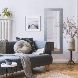 Styler Jyvaskyla lustro 148x56 cm prostokątne rama szaro-niebieskie płótno LU-12452